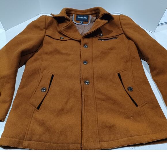 YIKAILONG Classic Browm Mens Peacoat Jacket Size XXXL 190/104A - Picture 2 of 6